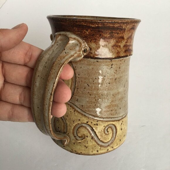 Vintage 1980s John Coiner Ugly Face Woman Queen Crown Cleavage Pottery Mug Cup - Picture 5 of 10